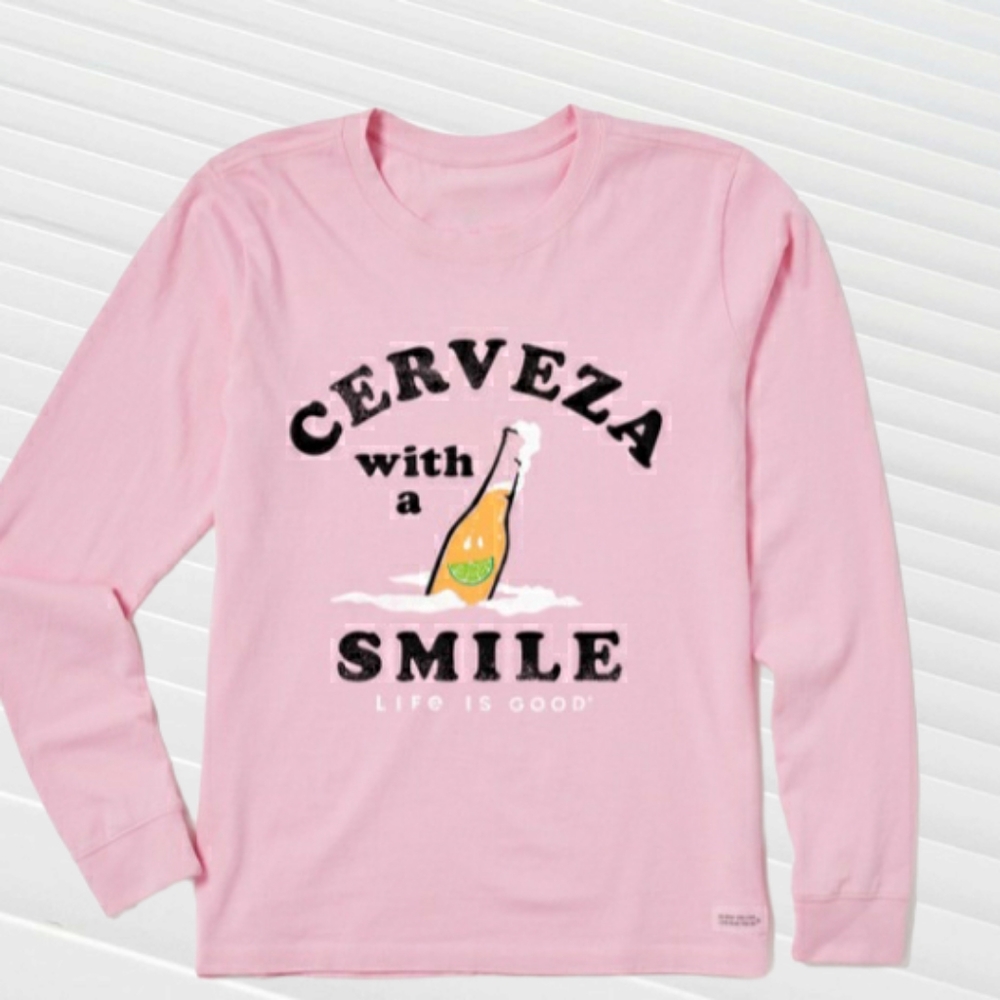 LIFE IS GOOD CERVEZA WITH A SMILE JERSEY NWT